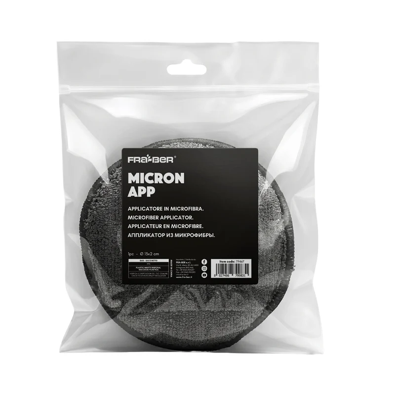 MICRON APP BY INNOVACAR MANUAL MICROFIBER APPLICATOR FOR CAR PASTES AND WAXES – CENTER