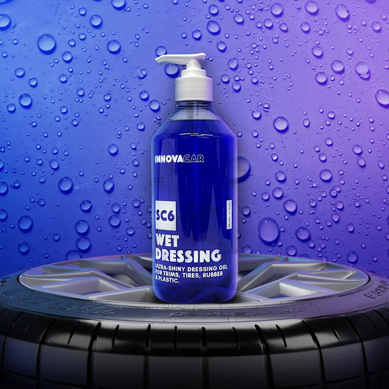 SC6 WET DRESSING DI INNOVACAR DRESSING E NERO GOMME LUCIDO IN GEL PER AUTO