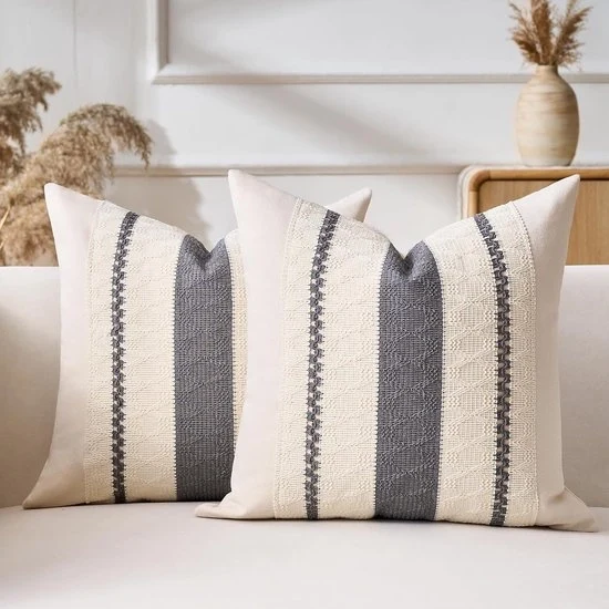 Set di 2 cuscini decorativi moderni - Grigio - Cotone - 40 x 40 cm