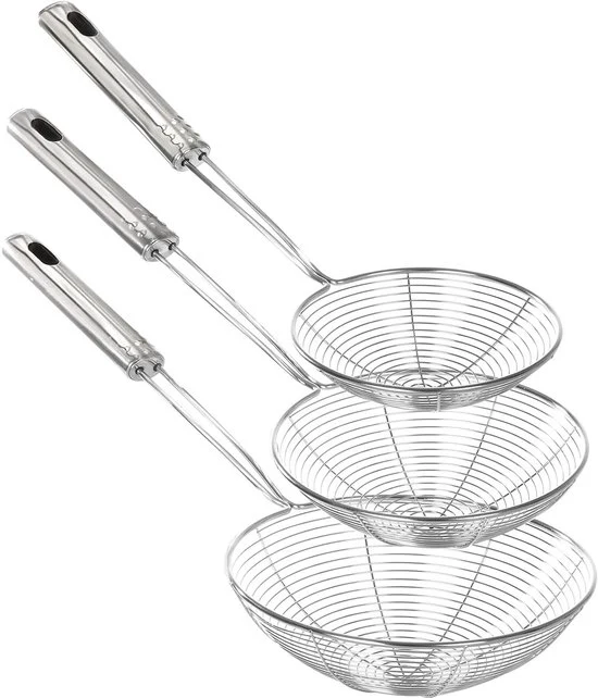 Set di Raccogliere Fritture in Acciaio Inox - Set di 3 Raccogliatori per Fritture da Cucina