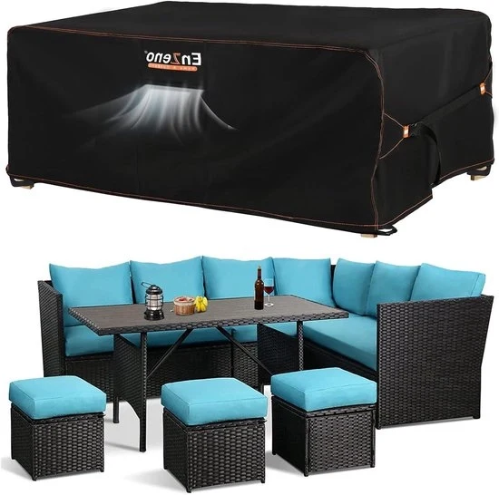 Copertura per mobili da giardino - impermeabile e resistente all'inverno - 1 pezzo - nero - tessuto Oxford