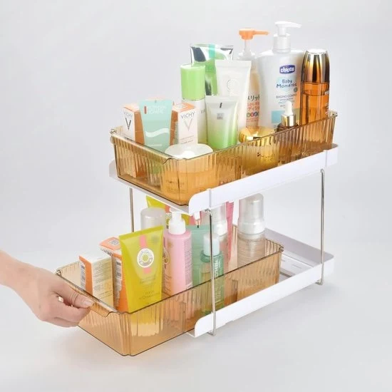 Organizzatore sotto il lavandino - Soluzione di organizzazione per la cucina e la camera da bagno - 2 livelli - Multifunzionale
