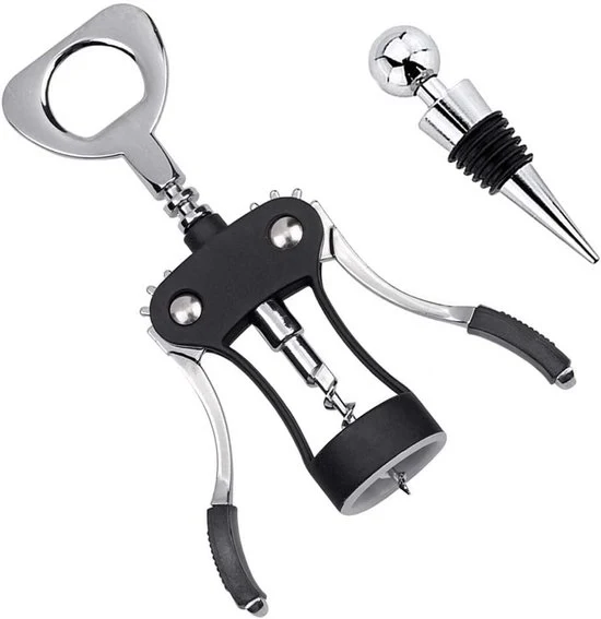 Corkscrew multifunzionale - Adatto per bottiglia di vino e birra - Nero