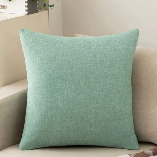 Pacco di 2 coprispalliera, accoglienti coprispalliera in cotone e lino per divano, divano letto, salotto, casa, coprispalliera a coperta liscia (40*60cm) - Verde chiaro