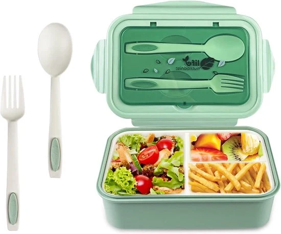 Lunchbox a 3 contenitori - BPA libero - 1400 ml - verde