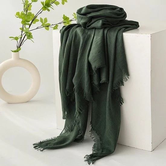 Sjaal per donna, protezione solare, grande ombrello leggero per donna, 190*100cm, colore verde scuro