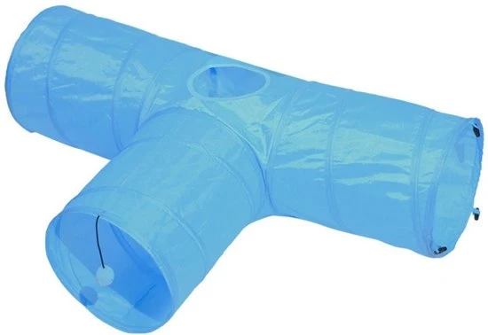 Giocattoli per gatti Tunnel per gatti a 3 aperture - 1 pezzo - Giocattoli per gatti e cani Tunnel per gatti - Adatto per gattini, cuccioli, conigli, piccoli cani - Con spazio di ripiegamento - Blu - 85*30*25cm