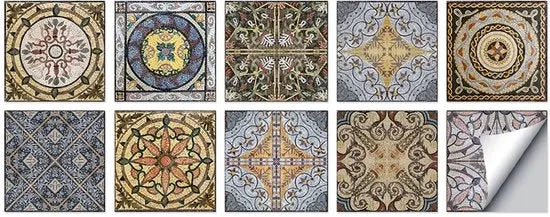 Set di 10 adesivi per parete in PVC autoadesivi 15 x 15 cm decorazione per parete, idonei per cucina, bagno, soggiorno, decorazione, impermeabili all'olio.