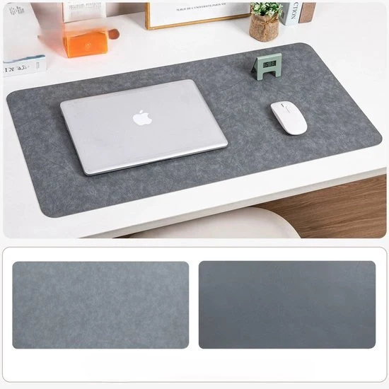 Sostegno multifunzionale in pelle per scrivania, cuscino per il mouse in pelle, piatto di scrittura liscio, protezione antiscivolo per scrivania, copri tastiera per laptop impermeabile a doppia faccia per ufficio e casa (70cm*35cm) - grigio