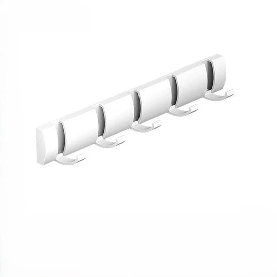 Capocassettina fissabile al muro, porta a sospensione, cassetta con ganci estensibili, grucce in alluminio spazierabili, ghiera per appendere abiti, accessori per bagno, capello, asciugamano - Bianco-5 ganci