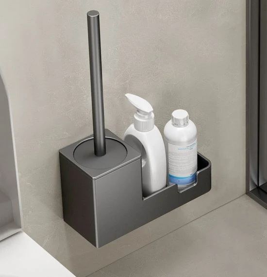 Set di spazzole per bagno senza punta per la pulizia della toilette con supporto per spazzola da parete Dimensioni: 21,6x8,2x35,2cm