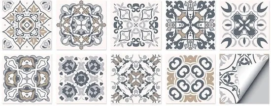 Set di 10 adesivi per pavimenti autoadesivi 10 x 10 cm decorazione per pavimenti adesivi per parete per casa, bagno, impermeabili in PVC, decorazione per parete in cucina, oliostatica, adatti per soggiorno, cucina, bagno, decorazione.