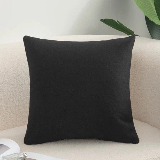 Set di 2 coprisacco, soffici e accoglienti, coprisacco in cotone e lino per divano, divano letto, salotto, casa, coprisacco a forma quadrata (60*60cm) - nero - 60X60cm