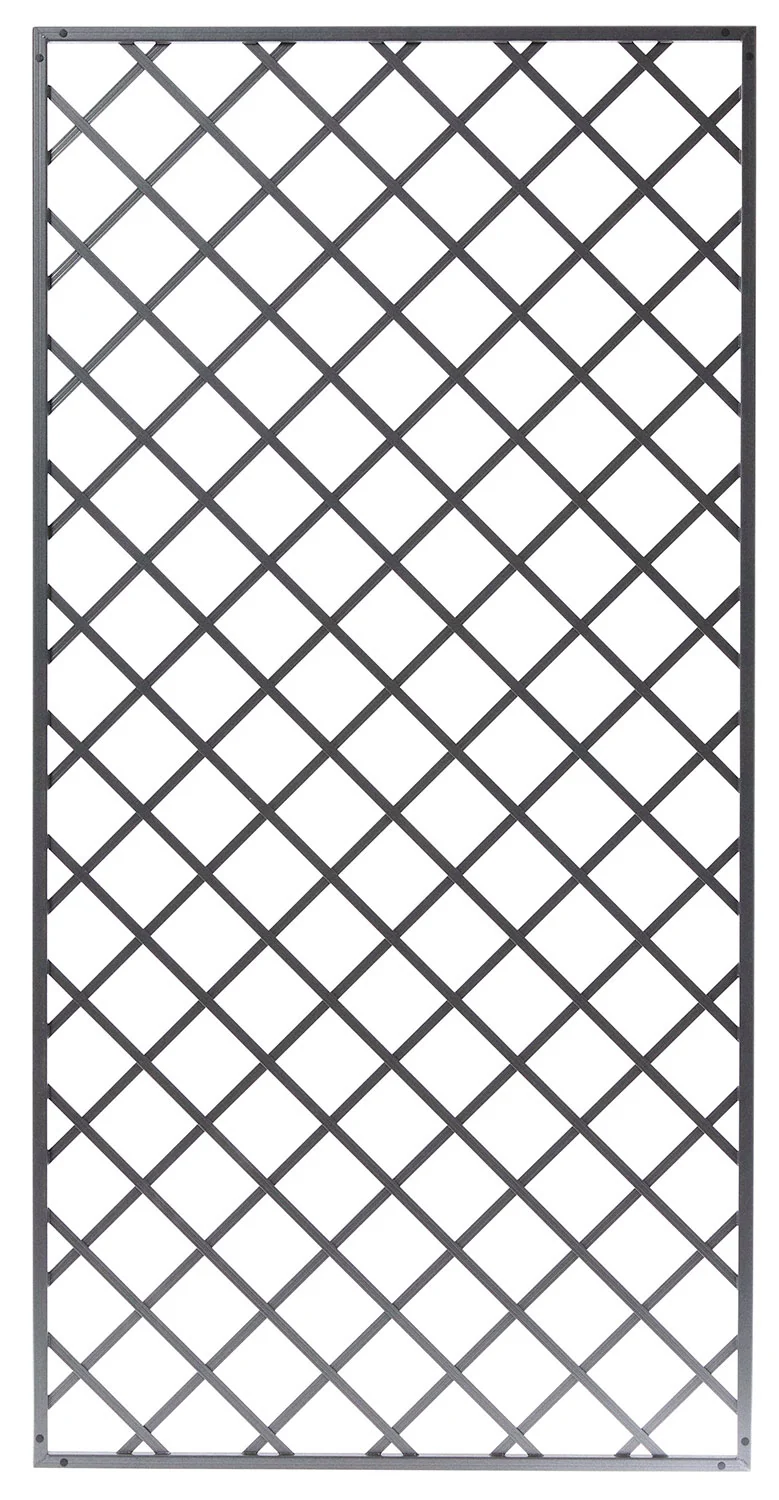 Set 2 Pezzi Traliccio Fisso con Cornice per Giardino Verdemax 180x90 cm in Alluminio Antracite