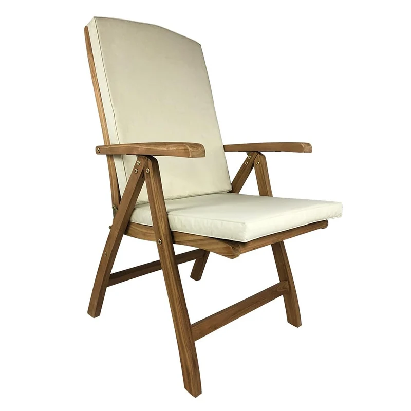Cuscino per Sedia Pieghevole Bali Seduta e Schienale Sfoderabile Spesso 3 cm Crema