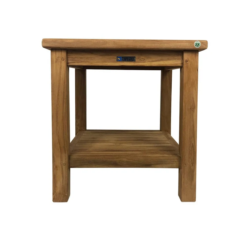 Tavolino Quadrato con Ripiano da Esterno Sal 50x50 cm in Legno Teak