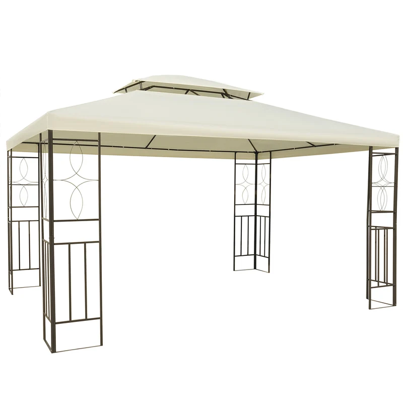 Gazebo da Giardino 300x400x270 cm Struttura in Metallo Telo Impermeabile Color Crema