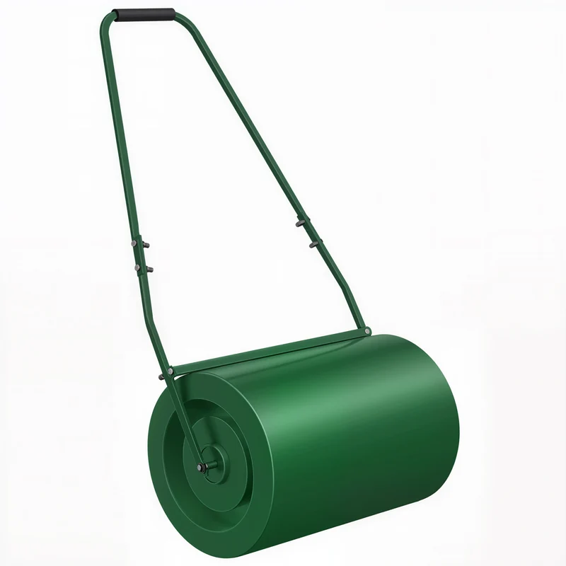 Rullo Compressore per Prato Capacità 63L con Lama Raschiante in Metallo Verde Scuro