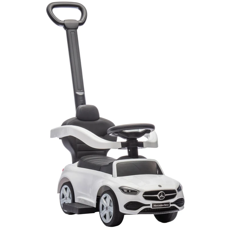 Macchina Cavalcabile per Bambini 1-3 Anni Convertibile in Passeggino con Licenza Mercedes in PP Bianco