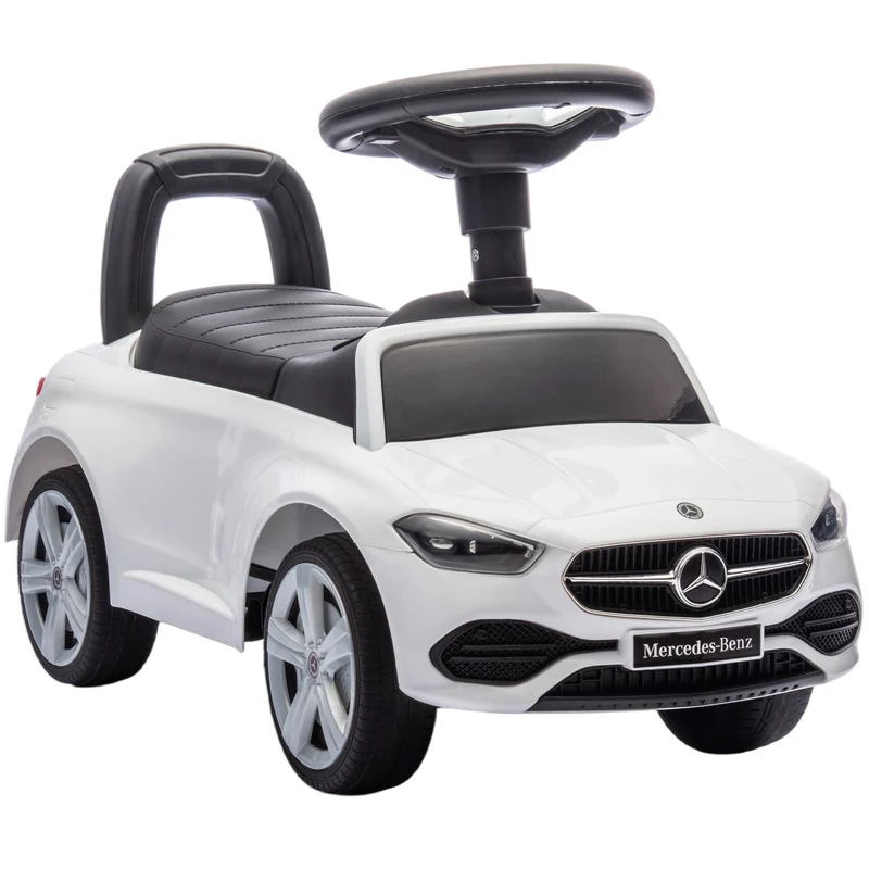 Macchina per Bambini Cavalcabile 65x28x39 cm Licenza Mercedes Benz Clacson e Spazio Portaoggetti Bianco