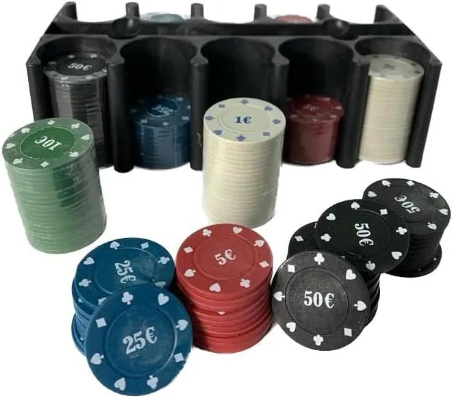 200 Fiches da Poker Numerate Soldi Euro Box da Gioco Texas Holdem Black Jack