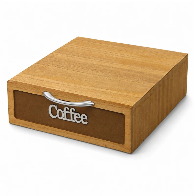Cassetto Porta Cialde e Capsule Caffè 3 Scomparti Legno Scuro 30x30x10 cm