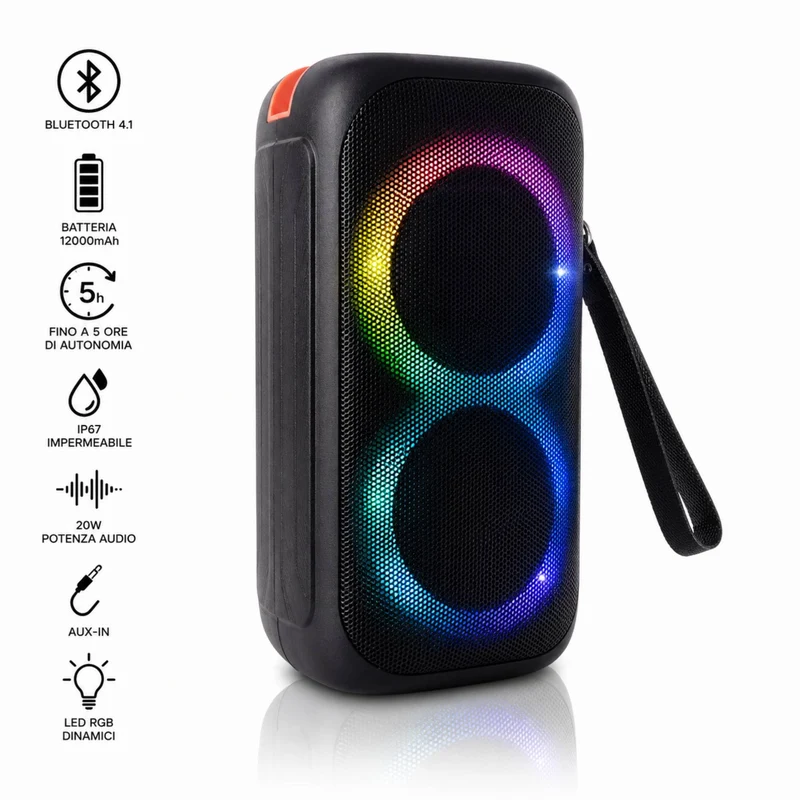 Speaker Cassa Bluetooth Altoparlante Waterproof WiFi USB Portatile Cubo