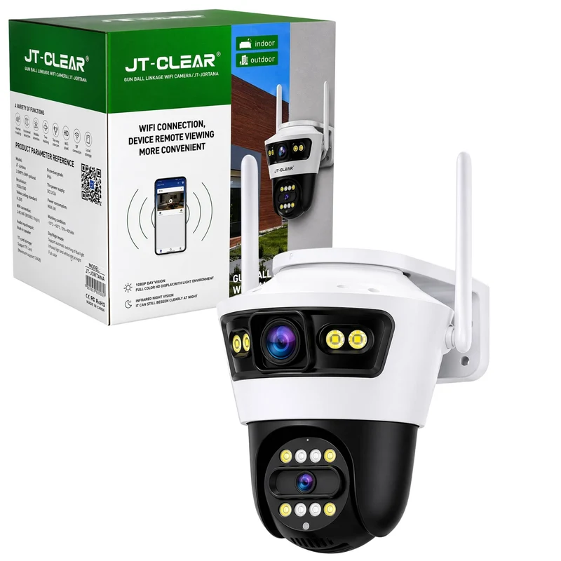 Telecamera wifi doppio obiettivo esterna senza fili hd notturna allarme sicurezza casa
