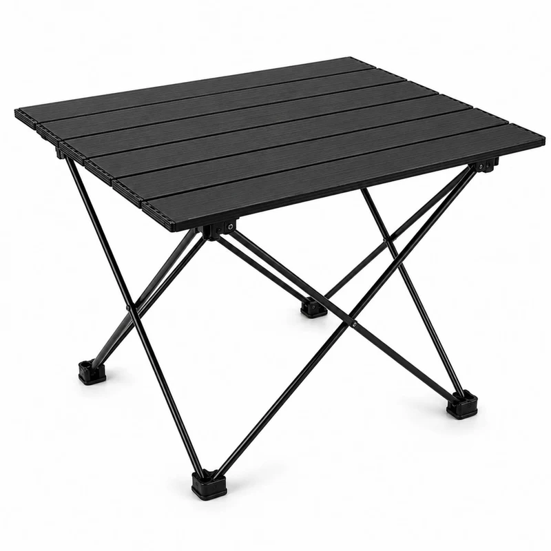 Tavolino Pieghevole da Campeggio Giardino Balcone 43x34,5x25 cm Nero