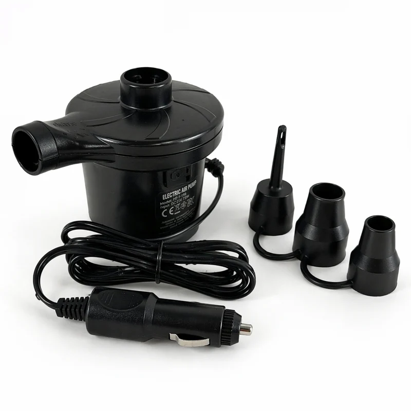 Pompa Elettrica 12V Auto Gonfiabili Materassini Piscina Gonfiatore 3 Ugelli