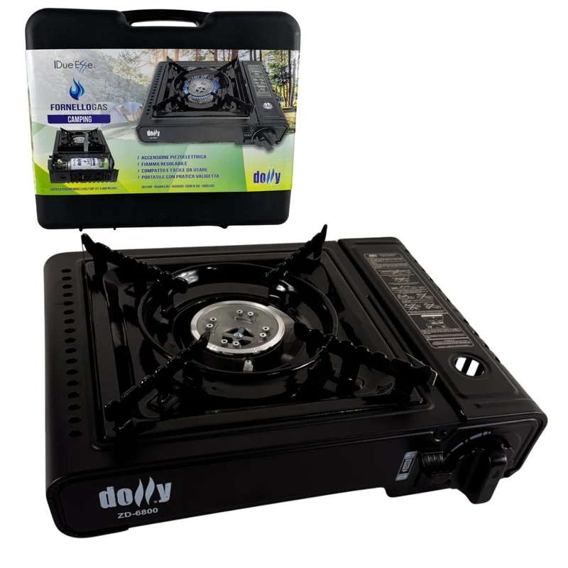Fornello Gas Portatile Camping con Valigetta Accensione Piezo 1 Fuoco Compatto