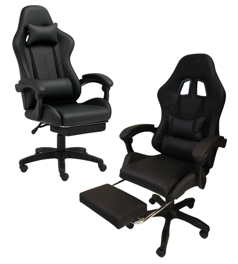 Sedia Gaming Poltrona Scrivania Ufficio Casa Reclinabile con Poggiapiedi Black