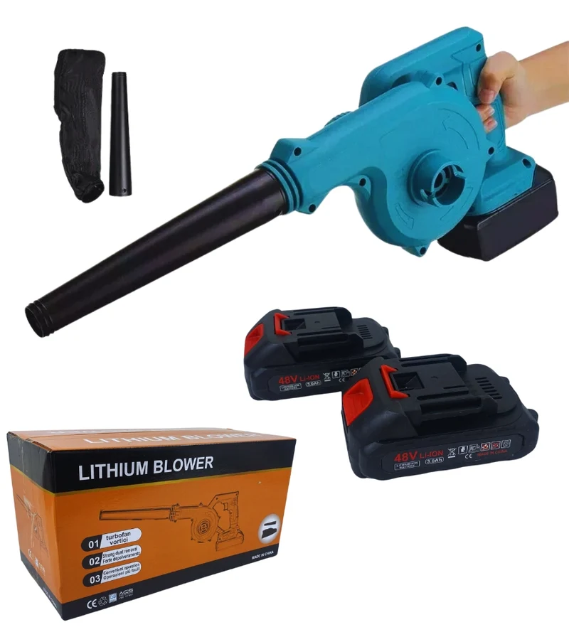 Soffiatore a Batteria Portatile con 2 Batterie Foglie Giardino Patio Campeggio