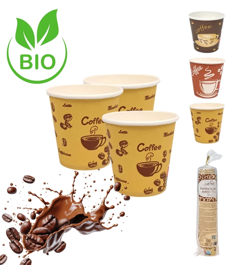 500 pz Bicchiere di Carta per Caffe' Biodegradabili 75 ML Bicchierini Caffe'