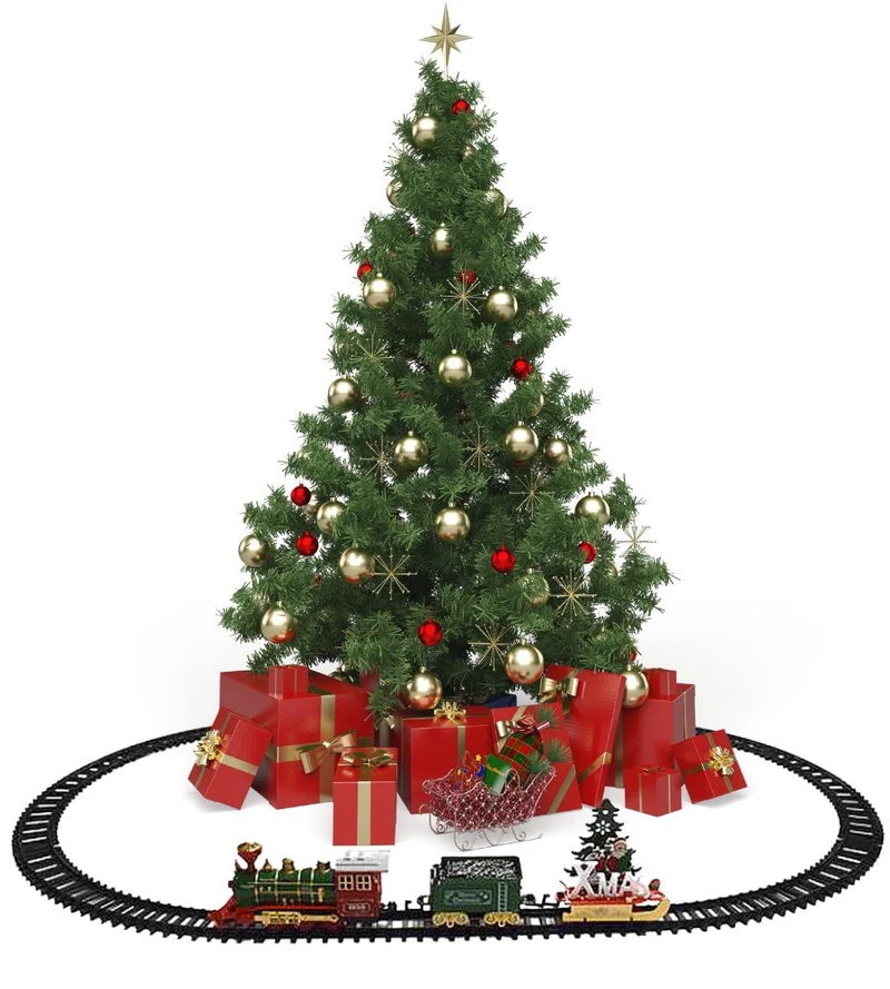 Trenino Natalizio Treno con Luci Suoni e Personaggi di Natale 91 x 60 cm Albero
