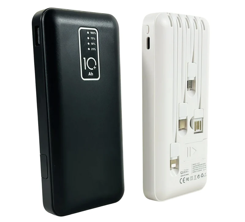 Power Bank 10000 mAh Caricabatterie Portatile Ricarica Veloce 4 Cavi USB