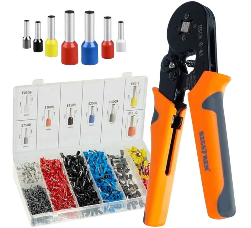 Pinza Crimpatrice Capicorda Professionale Kit Elettricista Cavi 0,25/10mm 500 PZ
