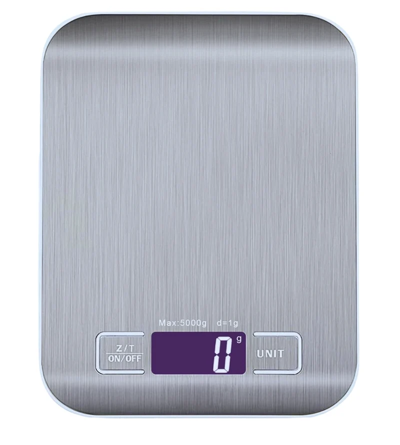 Bilancia da Cucina Digirtale Acciaio Inox Display LCD 0,1- 5Kg Tara Peso Preciso