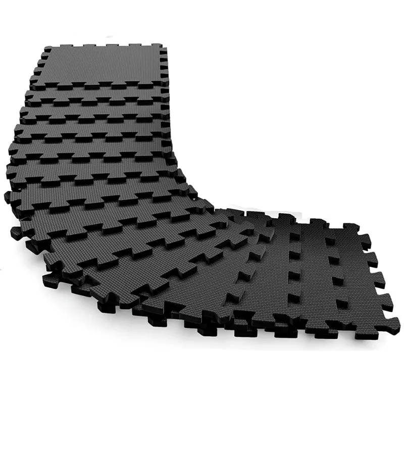 Tappeto Puzzle Tappetino Fitness Multiuso Palestra Schiuma 10PZ 29 X 29 CM Nero