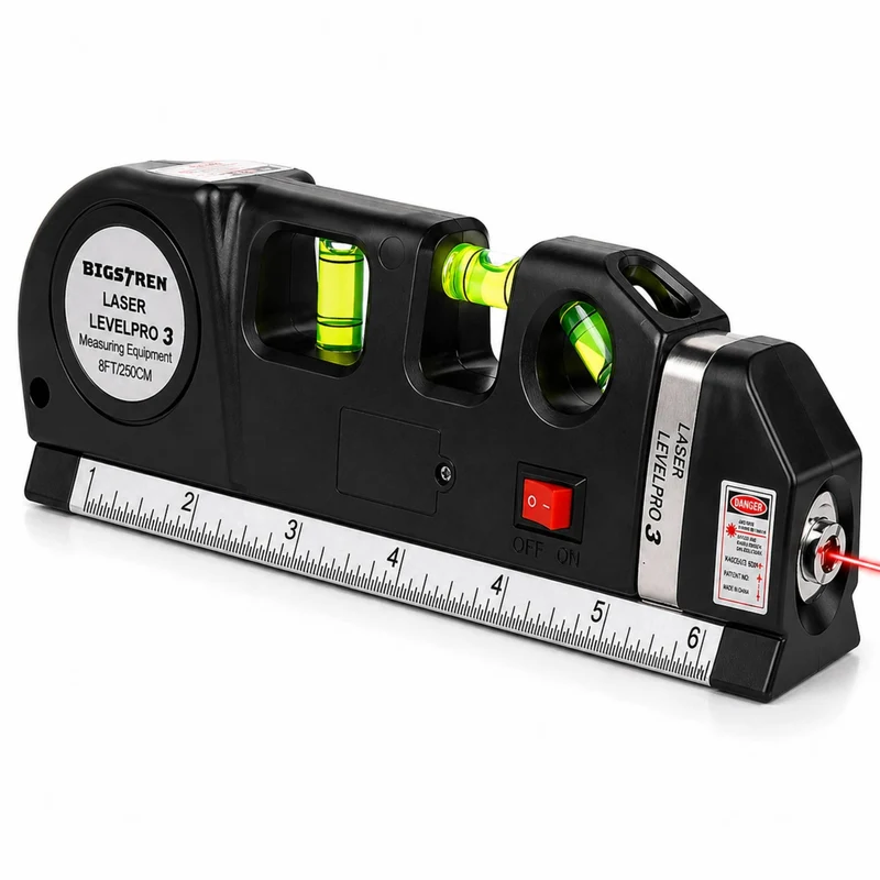 Livella Laser con Metro a Nastro 250 cm Misuratore Linee Multifunzione