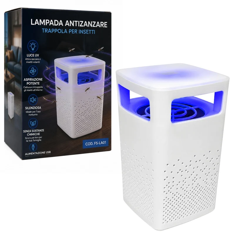 Trappola Zanzare Aspiratore Lampada LED USB Anti Zanzara Insetti Silenzioso USB