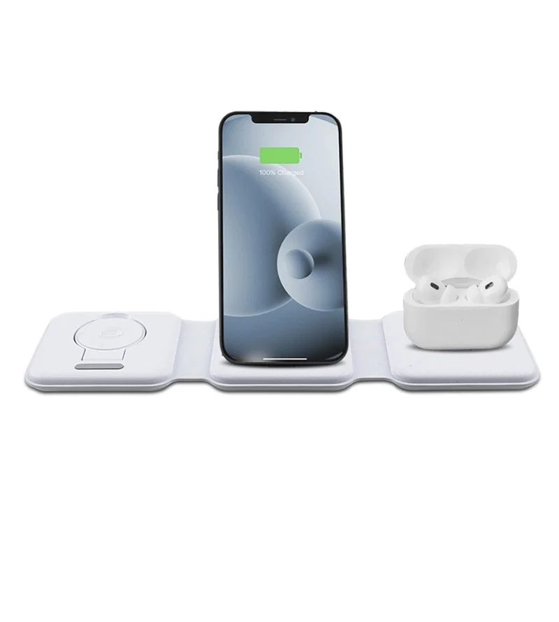 Caricabatteria Mag Safe Wireless 3 in 1 Magnetico Pieghevole Smartphone 15W