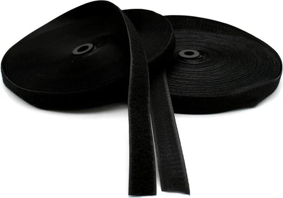 Nastro di attacco Velcro nero - 25m lungo - 25mm largo - fissatore robusto - tavola di resistenza per bambini