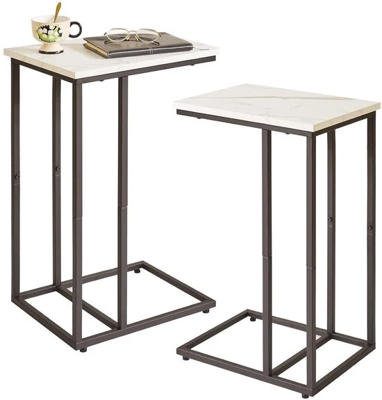 Tavolo di servizio a forma di C - pratico e stile - 1 pezzo - bianco