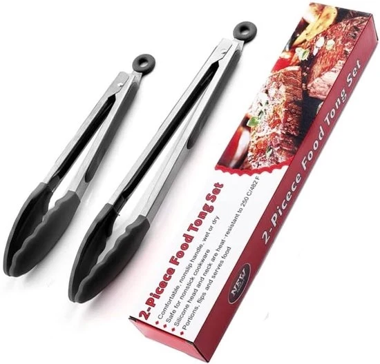 Tasti da cucina resistente al calore - Griglia antiscivolo - 2 pezzi - Nero - Silicio e acciaio inossidabile