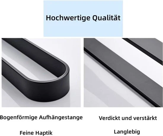 Sostegno per asciugamano magnetico nero - Sostegno per asciugamano senza foratura - Sostegno per asciugamano adesivo per bagno e cucina - 30 cm