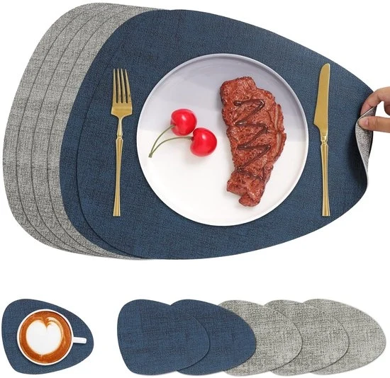 Piatti da tovagliato riutilizzabili - impermeabili e resistenti all'umidità - set da 2 - pelle sintetica - 41 x 33 cm