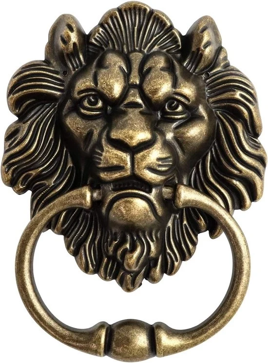 Martello per porte con testa di leone - Bronzo antico - Inclusi viti