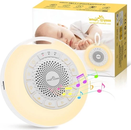 Allenamento al sonno Trasportabile macchina di ronzio bianco per bambini - lampada notturna bianca di ronzio - 26 canzoni rilassanti per il sonno - suoni naturali - 3 impostazioni orarie - 7 illuminazione colorata - alimentazione USB Allenamento al sonno