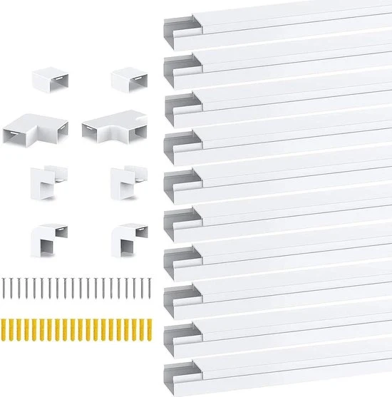 Cavo elettrico autofibro - 20 x 10 mm - Nascondi cavi - 10 pezzi - Bianco